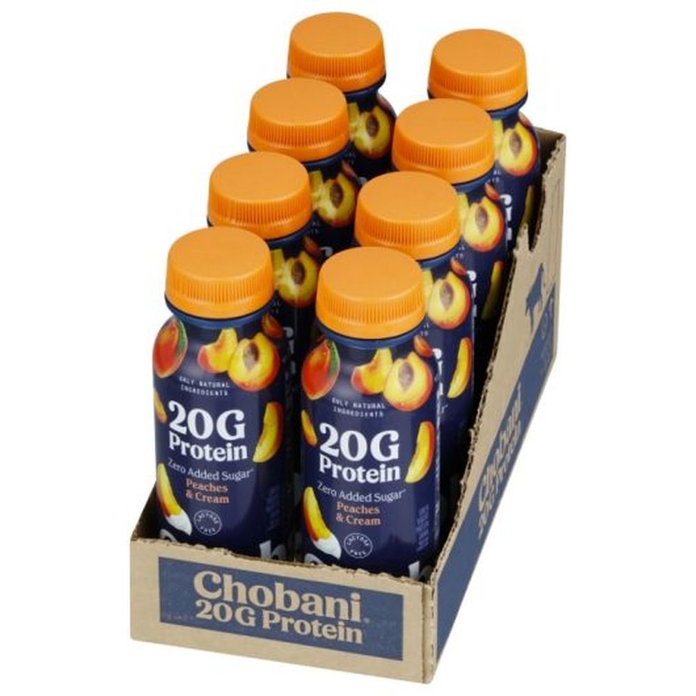 Chobani 20g Protein Lowfat Peaches And Cream Greek Yogurt Drink, 10 Fluid Ounce -- 8 Per Case