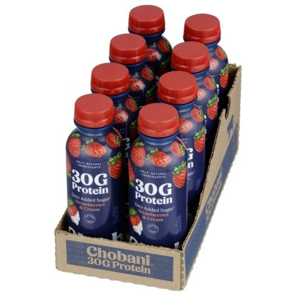 Chobani 30g Protein Strawberries And Cream Lowfat Greek Yogurt Drink, 14 Fluid Ounce -- 8 Per Case