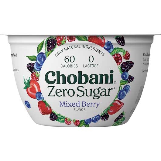 Chobani Zero Sugar Mixed Berry Yogurt, 5.3 Ounce -- 12 per case