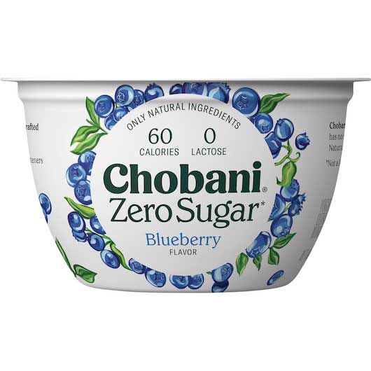 Chobani Zero Sugar Blueberry Yogurt, 5.3 Ounce -- 12 Per Case
