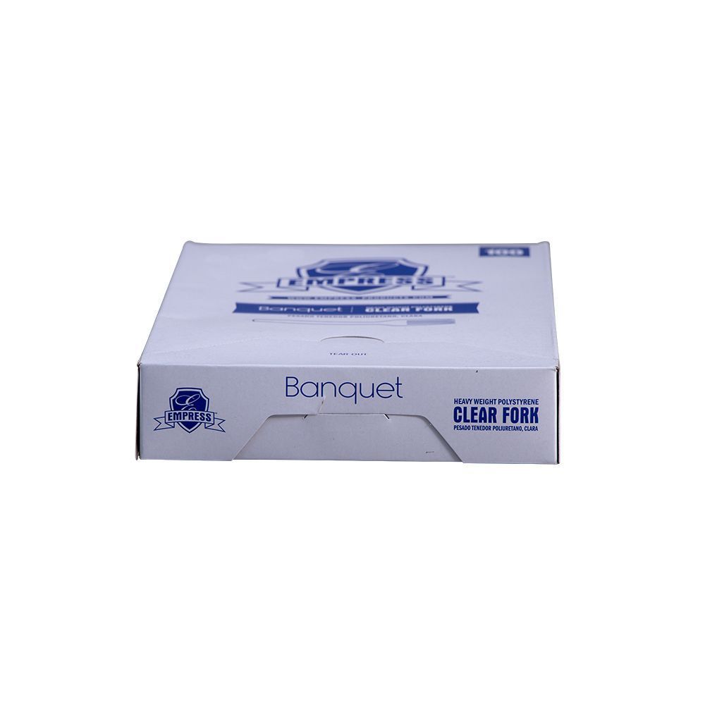 Empress Banquet Heavy Weight Polystyrene Clear Fork -- 1000 per case.