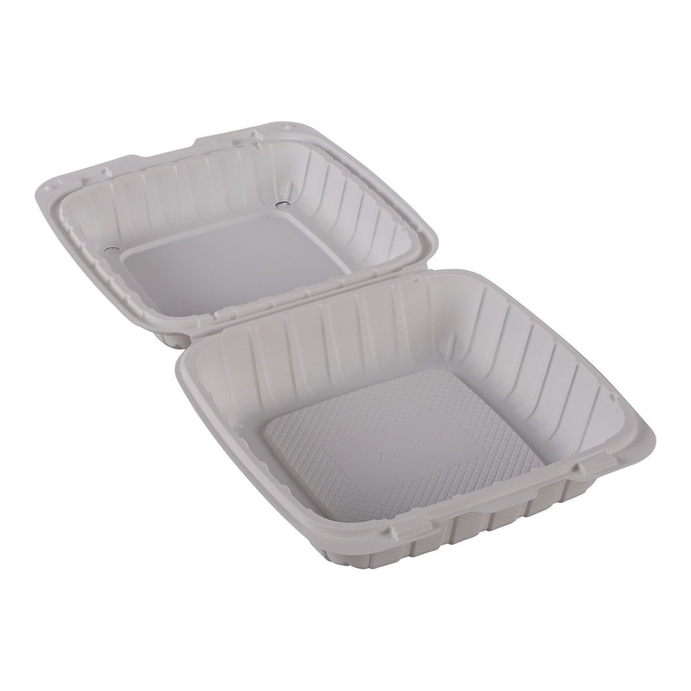 Empress Earth Natural Mineral Filled Polypropylene Single Compartment Hinged Container, 8 x 8 x 3 inch -- 150 per case.
