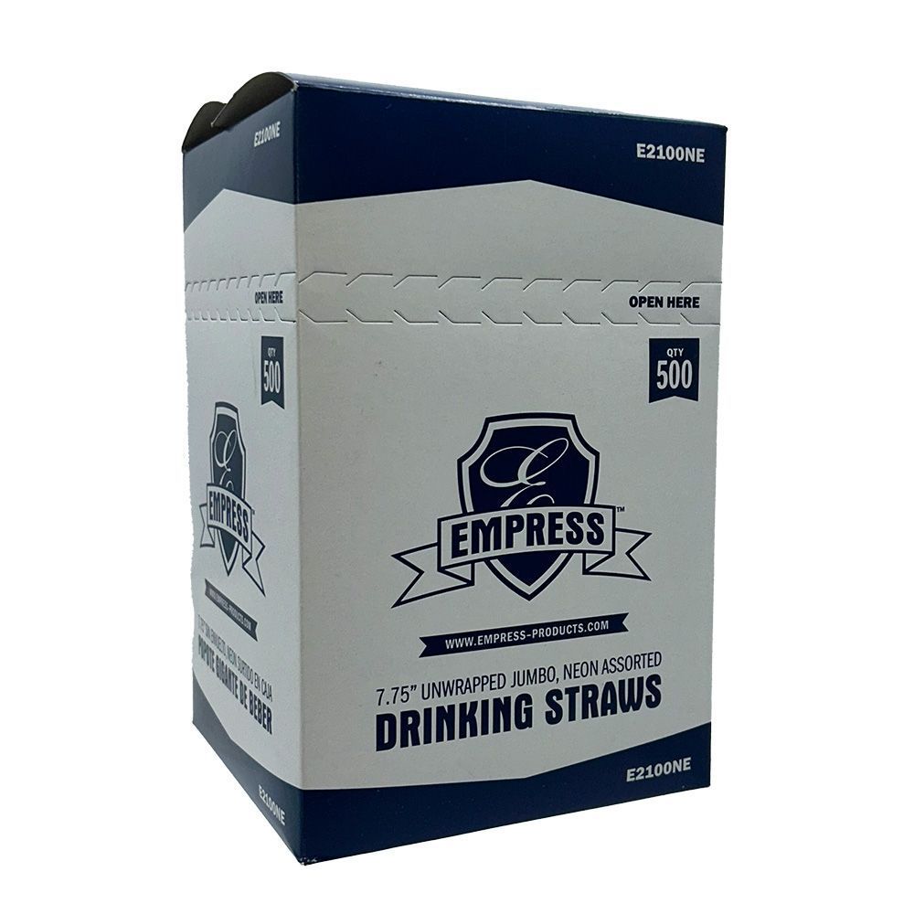 Empress Neon Assorted Unwrapped Jumbo Straw, 7.75 inch -- 5000 per case.