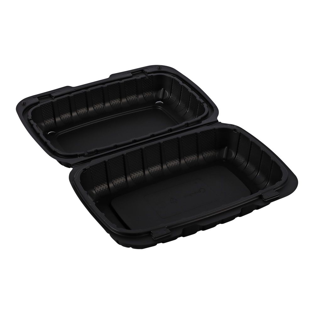 Empress Earth Black Mineral Filled Polypropylene Hinged Hoagie Container, 9 x 6 inch -- 150 per case.