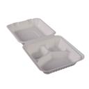Empress Earth Natural White Molded Fiber Three Comportment Hinged Container, 8 x 8 x 3.19 inch -- 200 per case.
