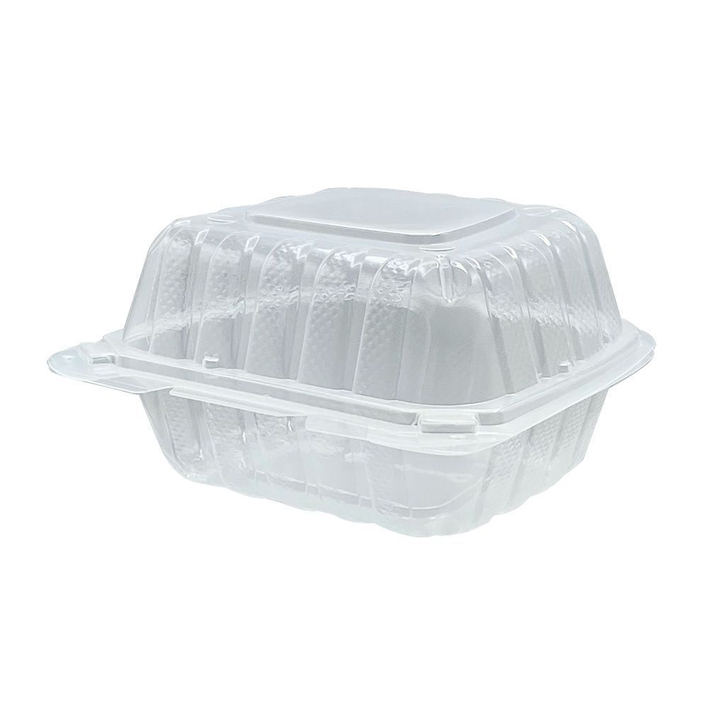 Empress Clear Polypropylene Single Compartment Vented Hinged Container, 6 x 6 inch -- 300 per case.