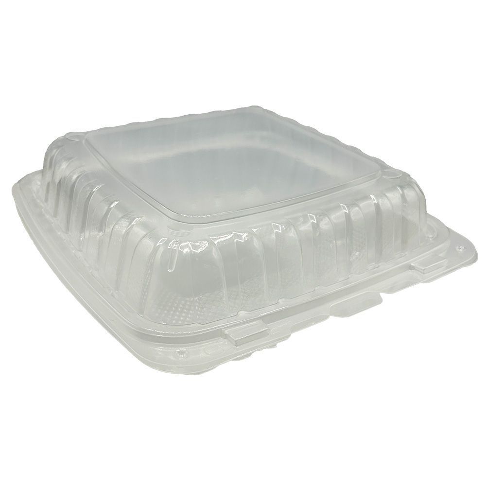 Empress Clear Polypropylene Single Compartment Vented Hinged Container, 9 x 9 inch -- 150 per case.