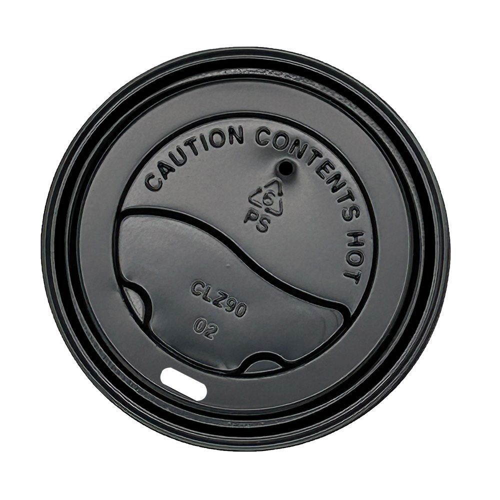 Empress 90 mm Black Polystyrene Travel Lid for 10-24 Ounce Paper Hot Cup -- 1000 per case.