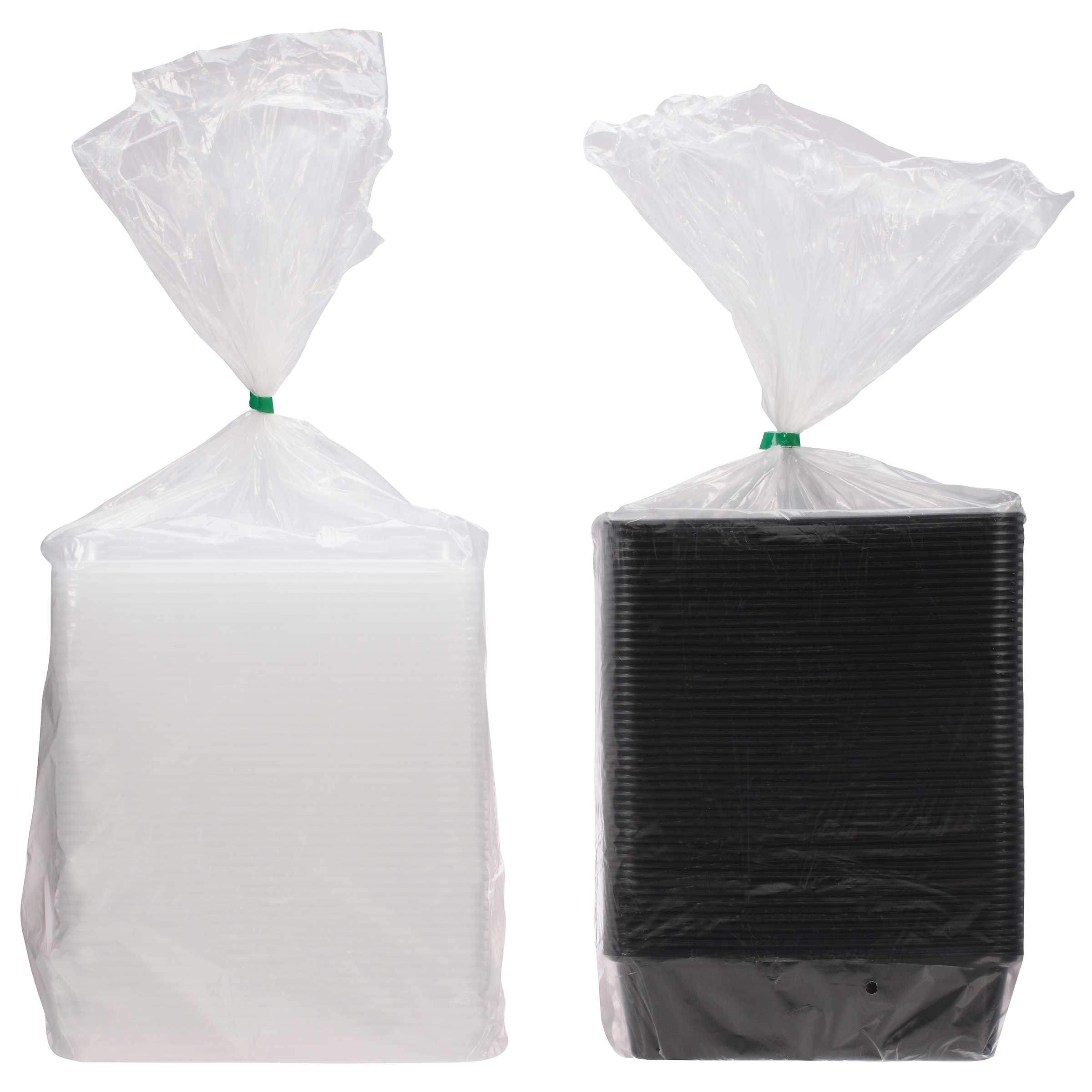 Cubeware Rectangular Black Reusable Plastic Microwavable Food Container with Clear Lid Set, 38 Ounce -- 150 set per case.