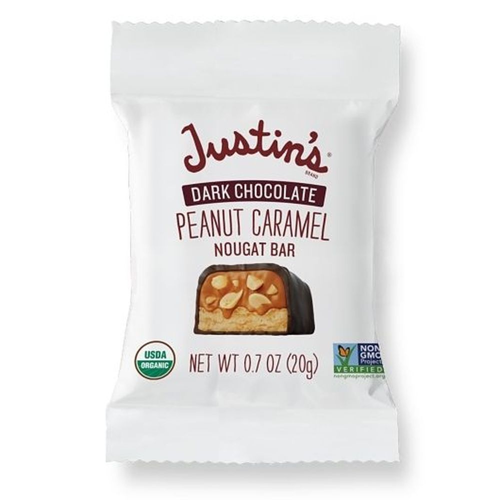 Justins Mini Dark Chocolate Peanut Caramel Nougat Candy Bar, 0.7 Ounce -- 36 per case