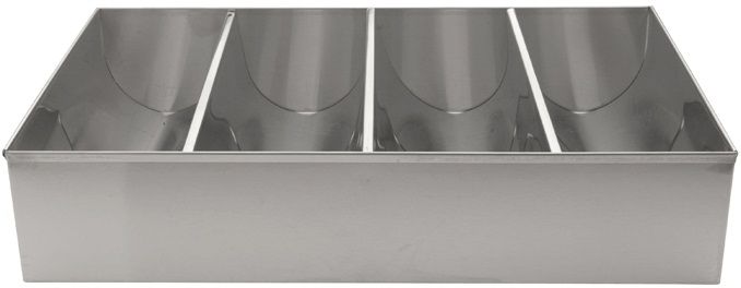 Winco Stainless Steel Four Compartments Cutlery Bin -- 8 Per Case