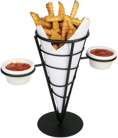 Winco Black Wire Single Cone French Fry Holder -- 12 Per Case