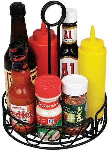 Winco Black Wire Round Condiment Caddy, 7 1/2 x 7 1/2 x 9 inch -- 12 per case