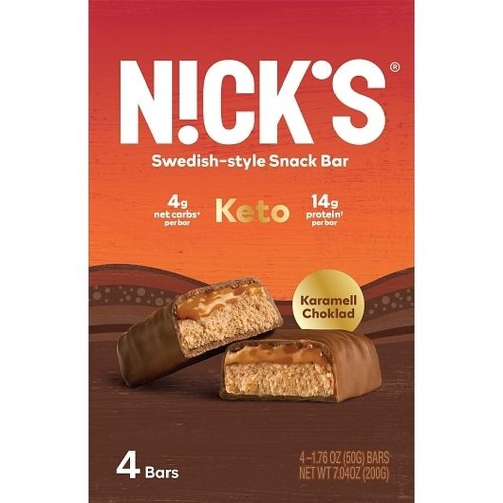 Nicks Caramel and Chocolate Protein Bar, 4 count -- 6 per case