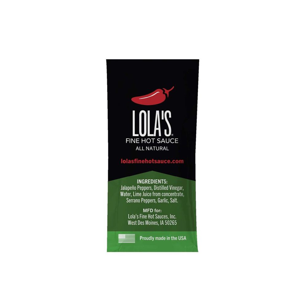 Lolas Green Jalapeno and Serrano Fine Hot Sauce, 200 count