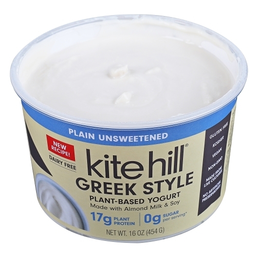 Kite Hill Dairy Free Greek Style Plain Unsweetened Almond Milk Yogurt, 16 Ounce -- 6 per case