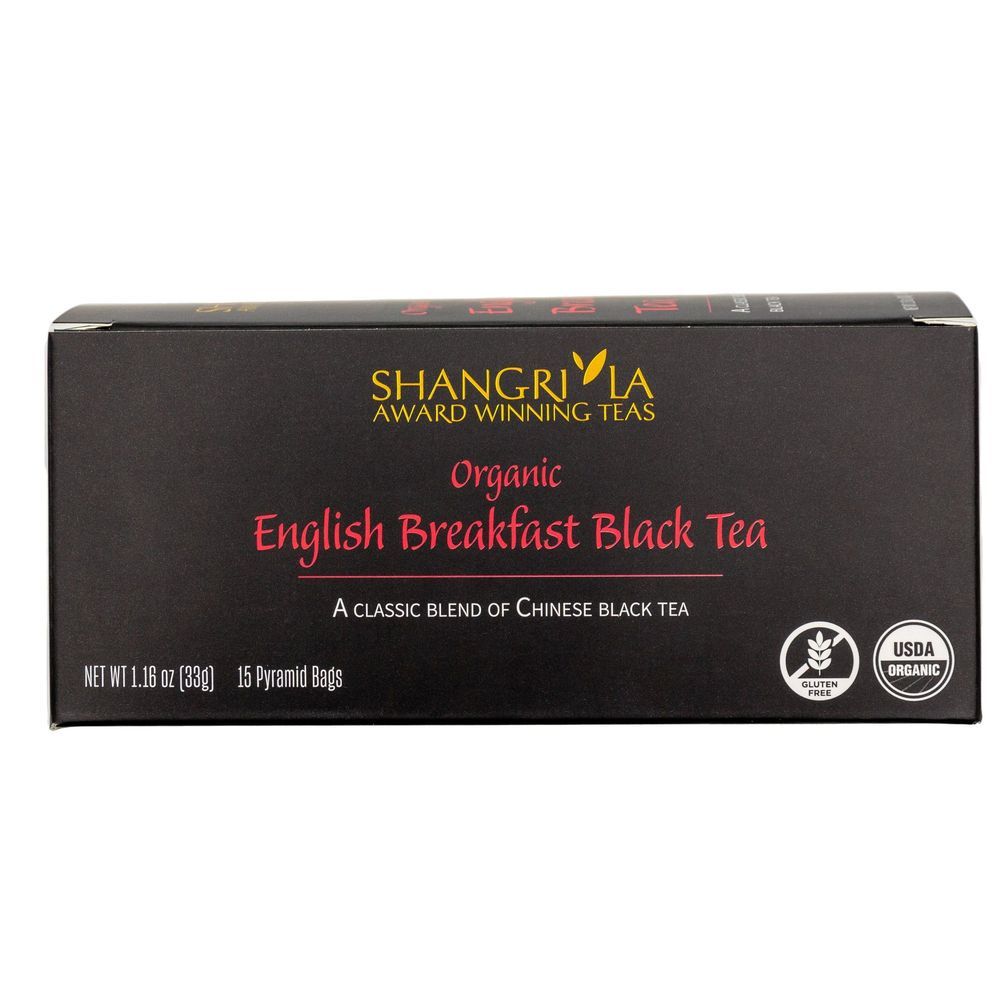 Shangri La Organic Wellness English Breakfast Black Tea, 15 Count -- 2 Per Case