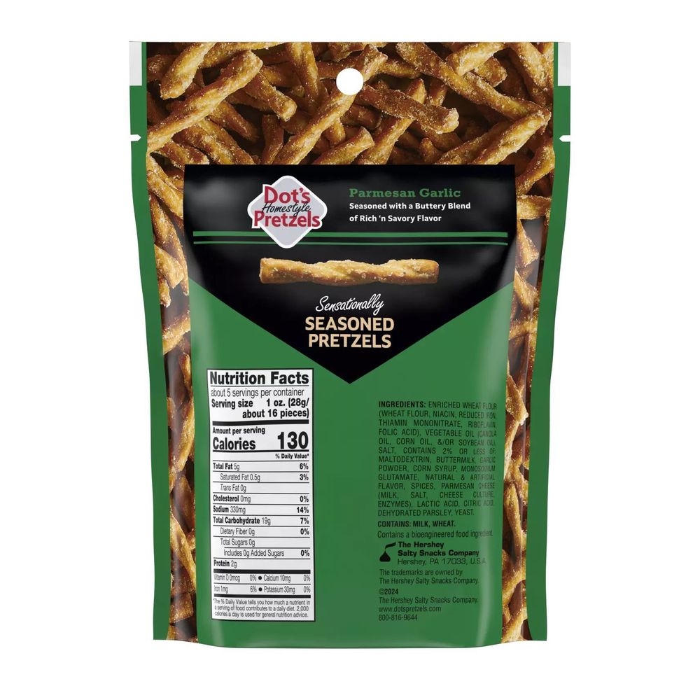 Dots Homestyle Parmesan Garlic Seasoned Pretzel Twists, 5 Ounce -- 10 per case