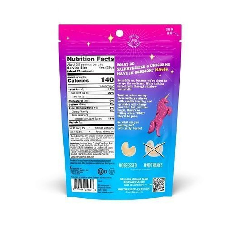 Skinny Dipped Unicorn Birthday Cake Cashew, 3.5 Ounce -- 10 Per Case