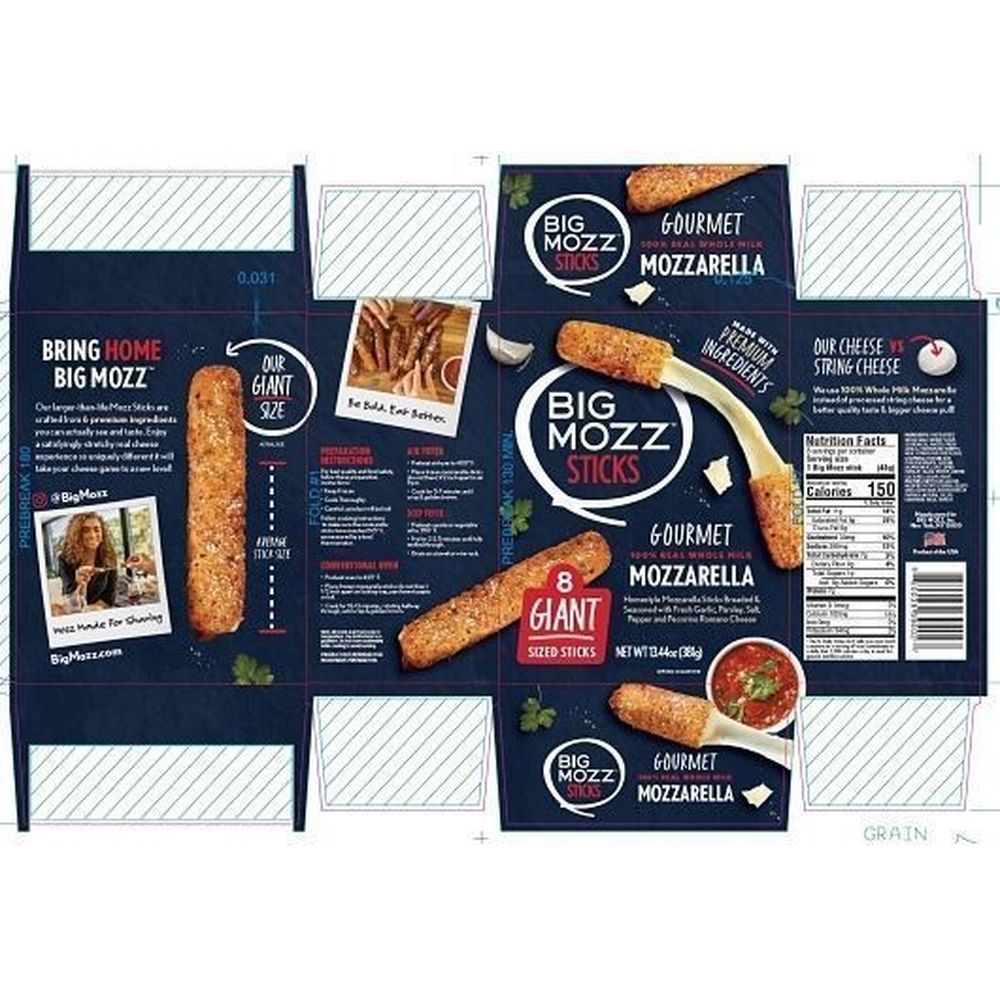 Big Mozz Premium Original Mozzarella Sticks, 13.44 Ounce -- 6 per case