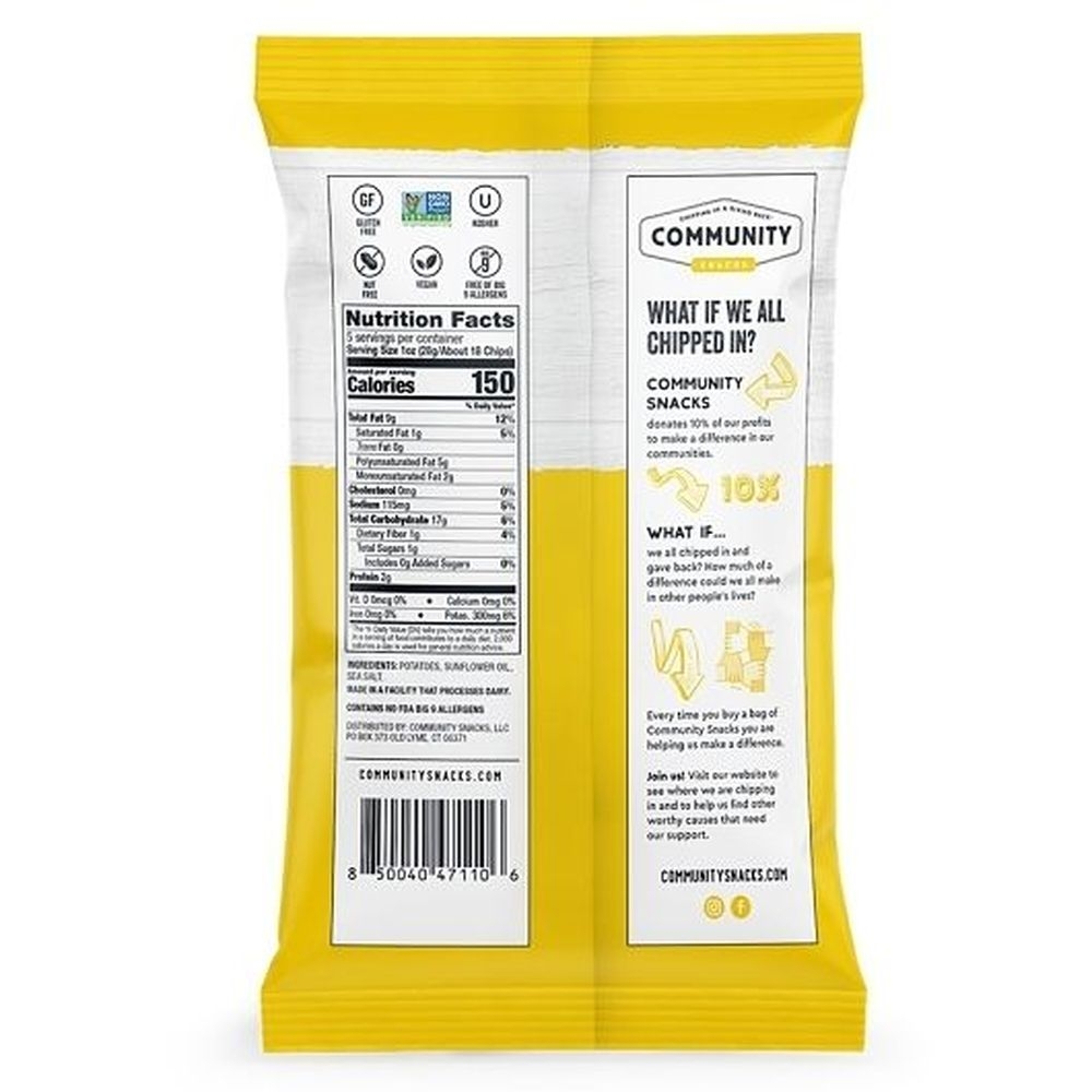 Community Snacks Simply Sea Salt Kettle Cooked Potato Chips, 5 Ounce -- 12 per case