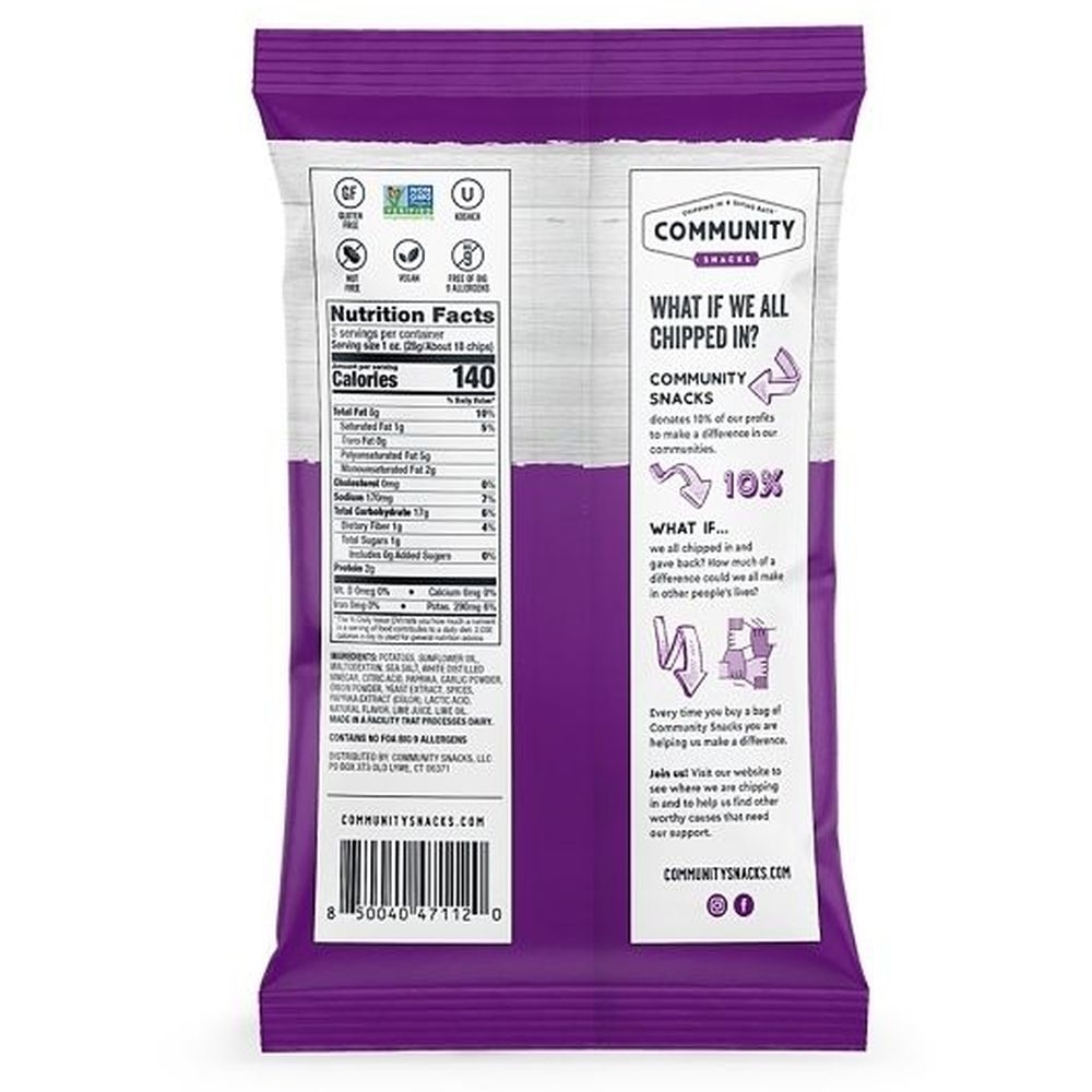 Community Snacks Chili Lime Fuego Kettle Cooked Potato Chips, 5 Ounce -- 12 per case