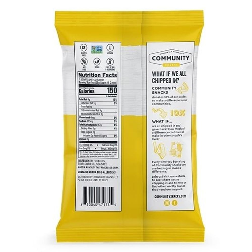 Community Snacks Simply Sea Salt Kettle Cooked Potato Chips, 1 Ounce -- 80 per case