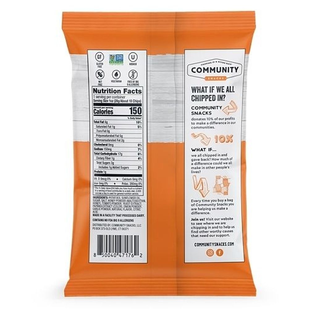 Community Snacks Honey Bbq Kettle Cooked Potato Chips, 1 Ounce -- 80 per case