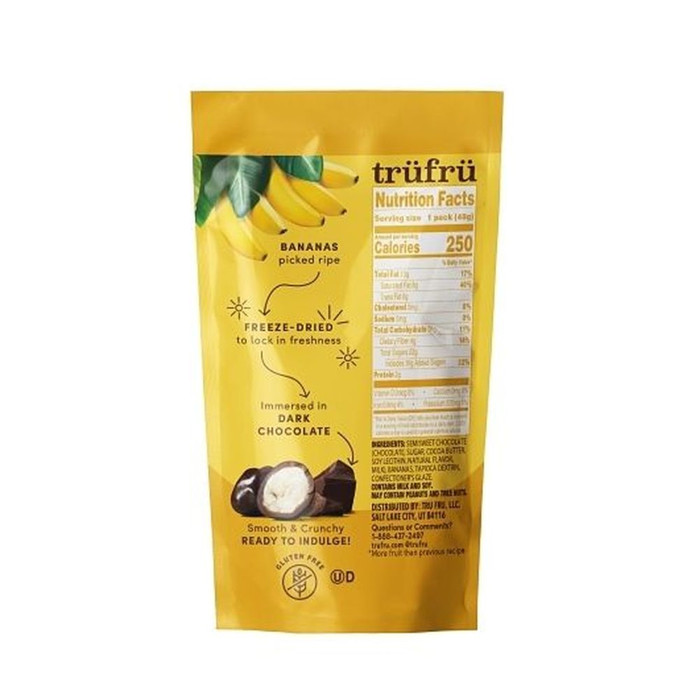 Tru Fru Hyper Dried Grab and Go Dried Bananas in Dark Chocolate, 1.7 Ounce - 12 per case