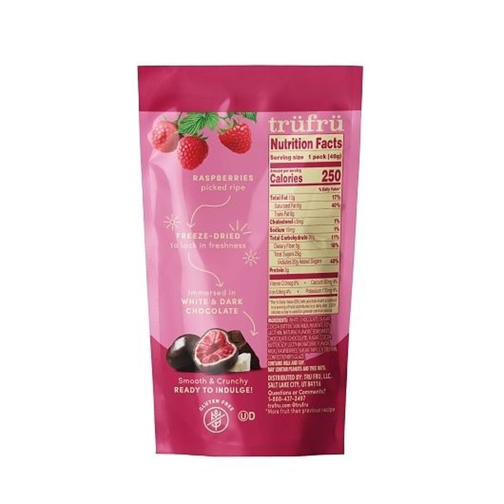Tru Fru Hyper Dried Grab Go Raspberries In White And Dark Chocolate, 1.70 Ounce -- 12 Per Case