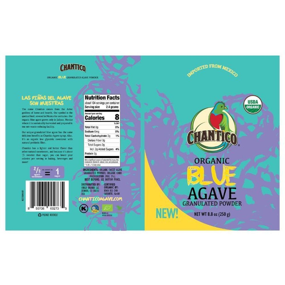 Chantico Organic Blue Agave Granulated Powder, 250 Gram -- 8 per case