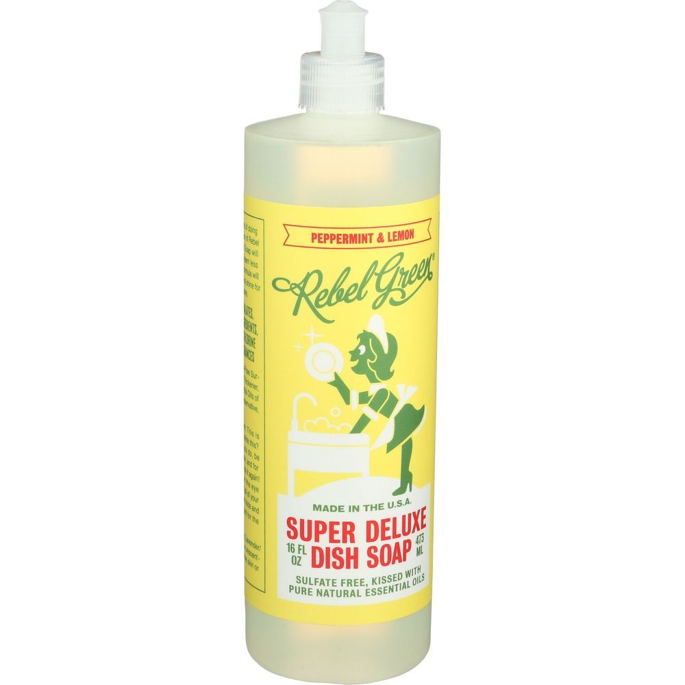 Rebel Green Peppermint Lemon Super Deluxe Dish Soap, 16 Ounce -- 4 Per Case