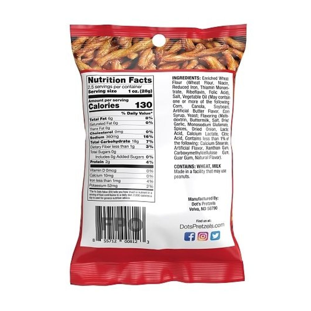 Dots Homestyle Original Seasoned Pretzel Twists, 2.5 Ounce -- 12 per case