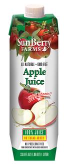 Sunberry Farms 100 Percent Apple Juice, 33.8 Fluid Ounce -- 12 per case.