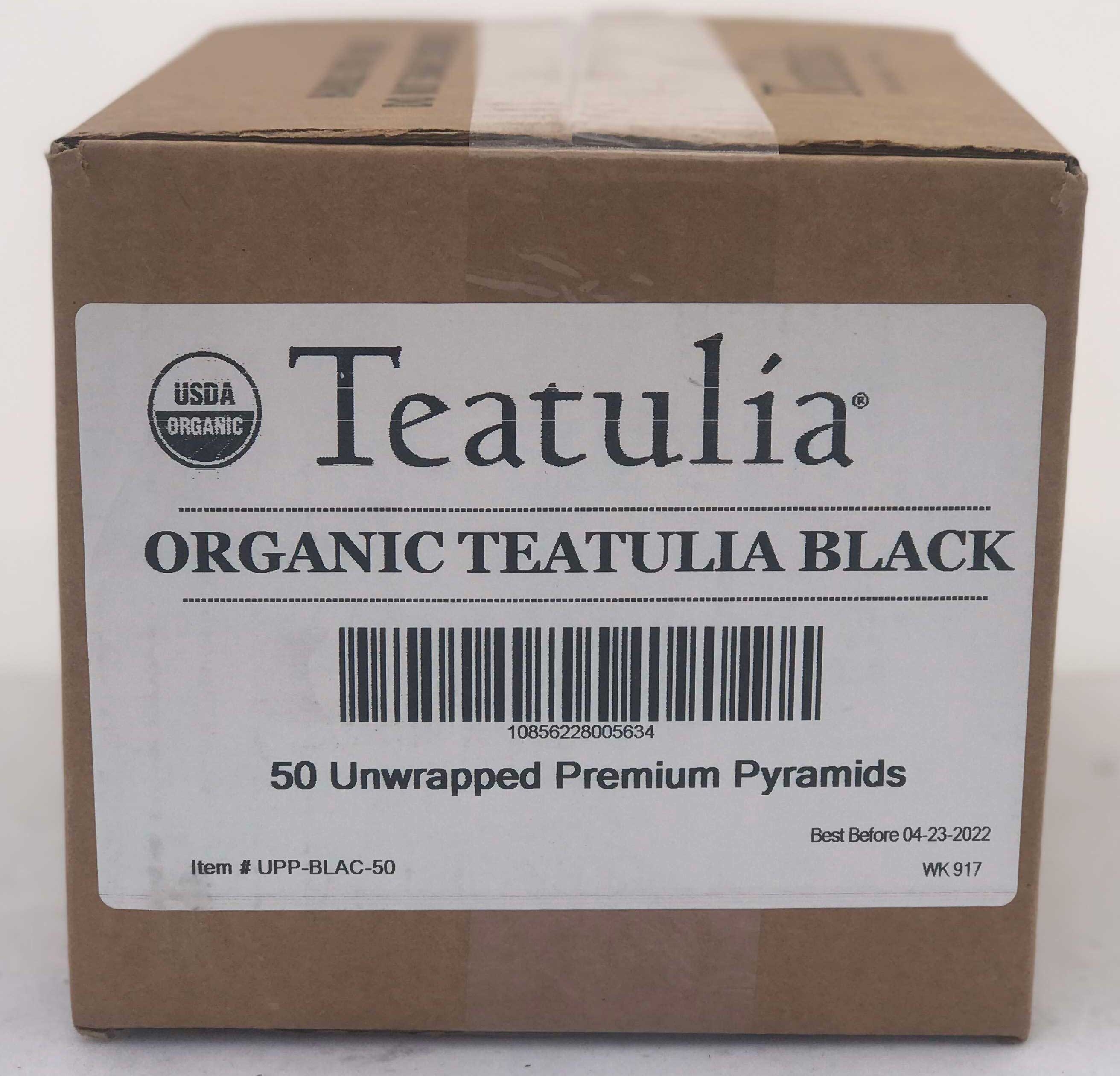 Teatulia Organic Unwrapped Premium Pyramid Black Tea -- 50 per case