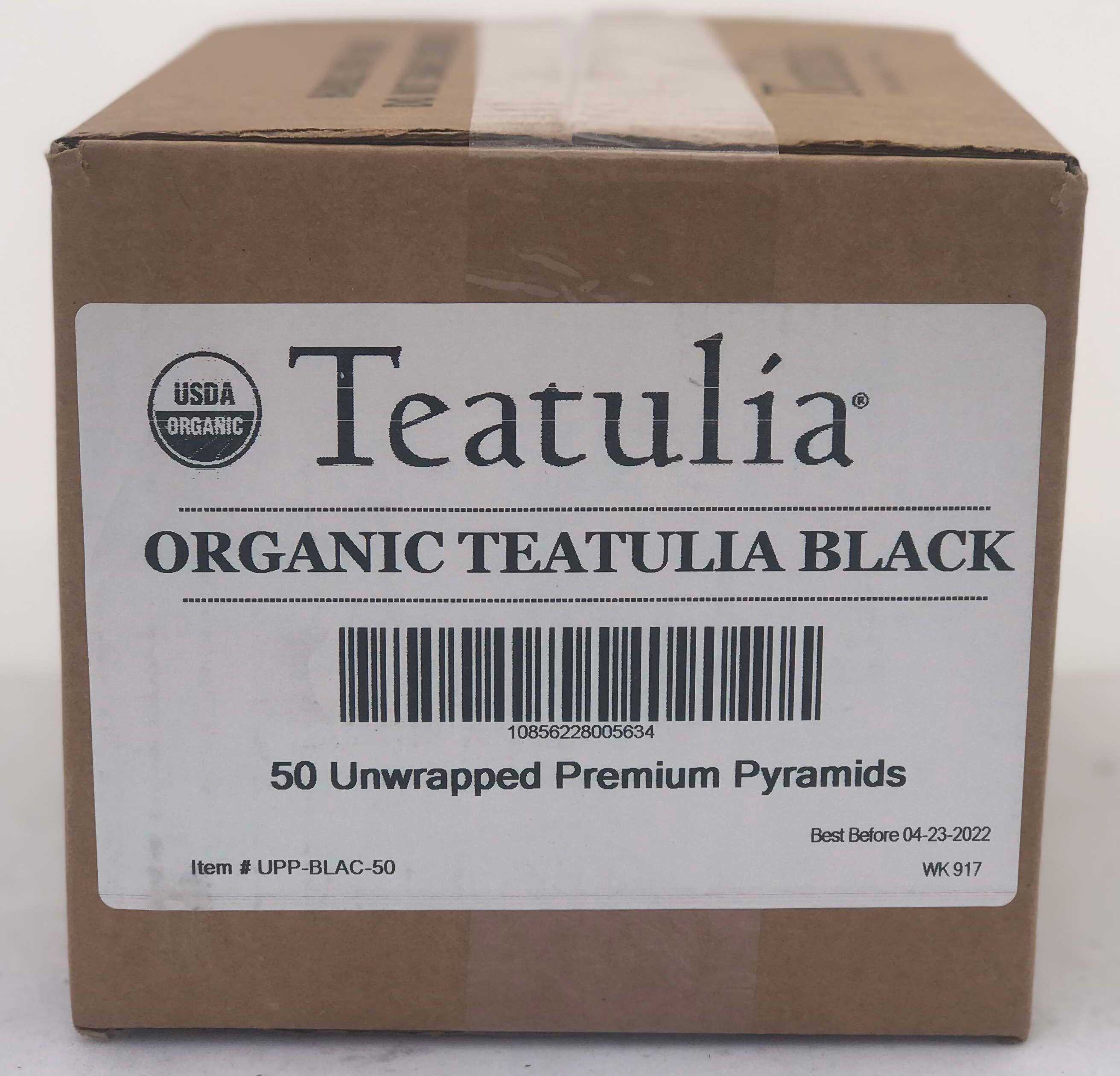 Teatulia Organic Unwrapped Premium Pyramid Black Tea -- 50 Per Case