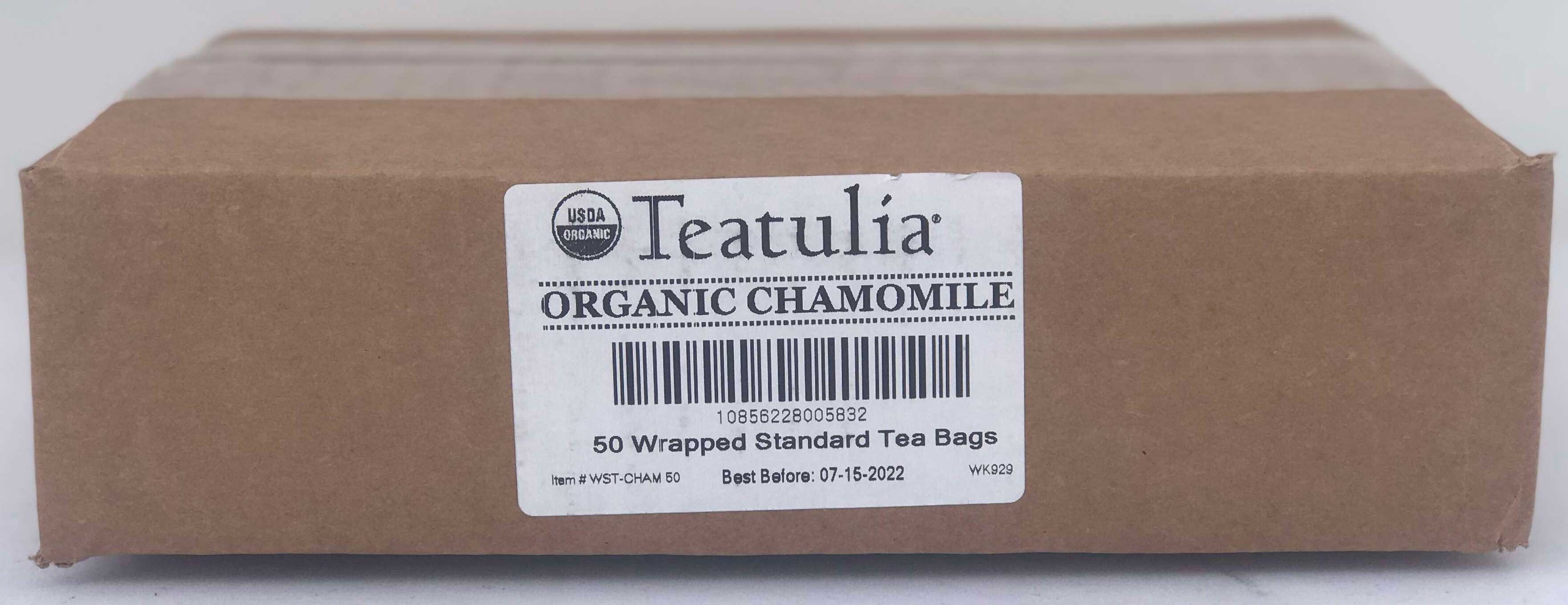 Teatulia Organic Chamomile Wrapped Standard Tea Bag -- 50 per case
