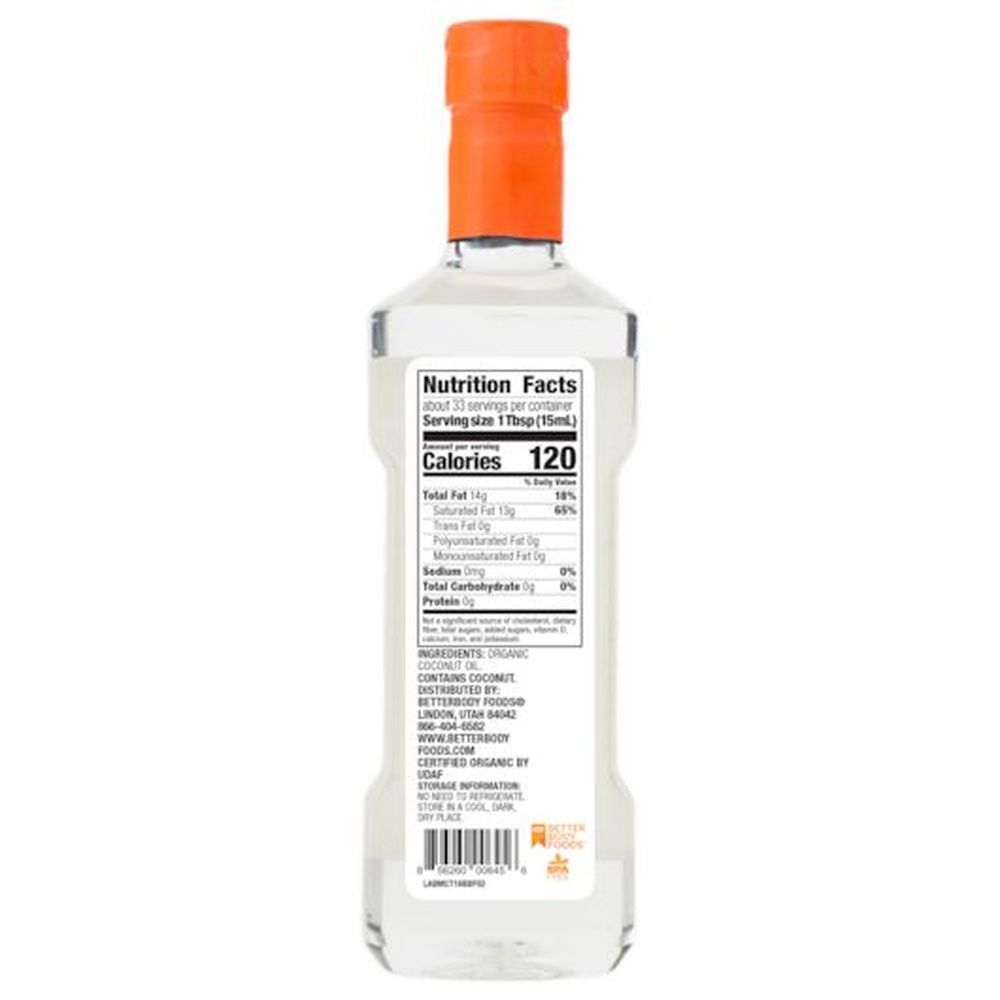 Betterbody Foods Organic Coconut Mct Oil, 16.9 Fluid Ounce -- 6 Per Case