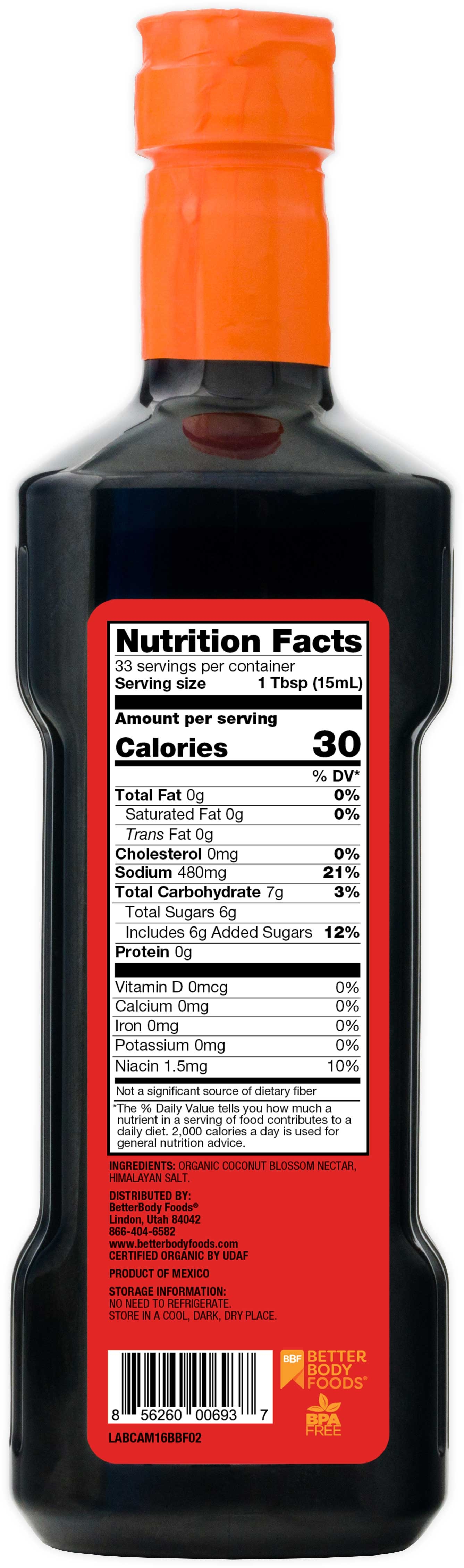 Betterbody Foods Organic Coconut Aminos, 16.9 Fluid Ounce -- 6 per case