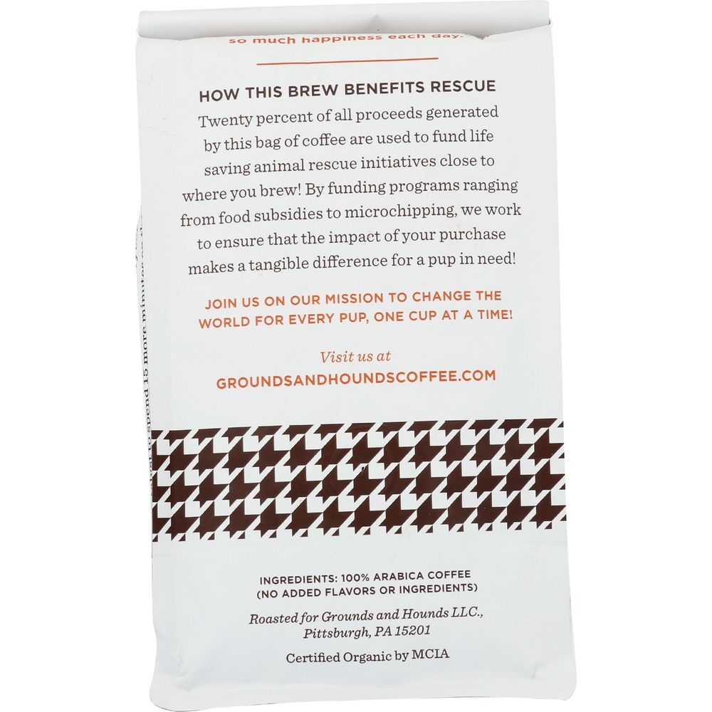 Grounds and Hounds Coffee Alpha Blend Dark Roast Whole Bean Coffee, 12 Ounce -- 8 per case