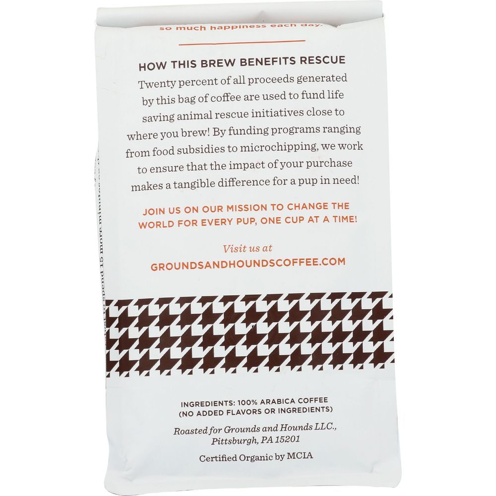 Grounds And Hounds Coffee Alpha Blend Dark Roast Whole Bean Coffee, 12 Ounce -- 8 Per Case