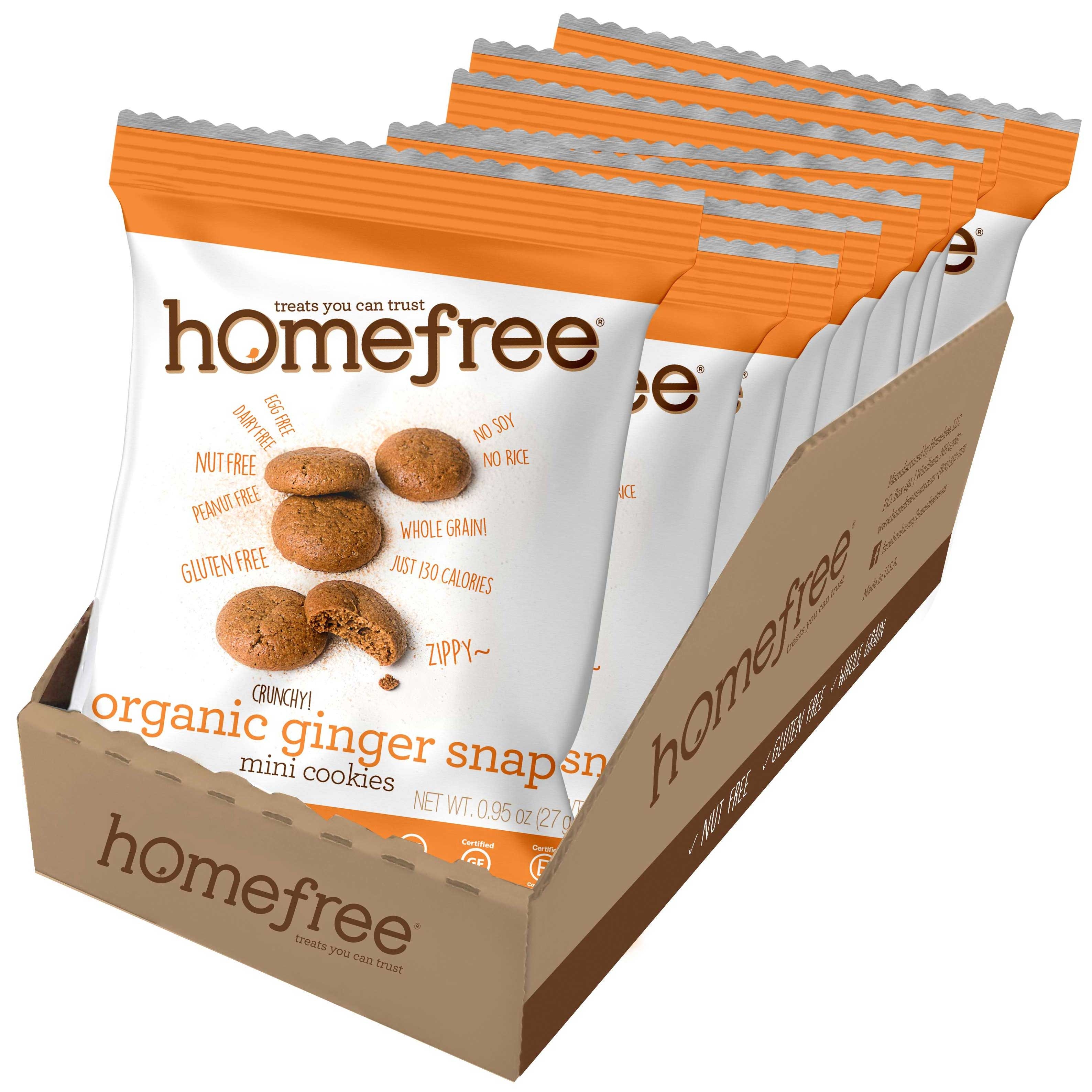 Homefree Organic Grab and Go Ginger Snap Mini Cookies, 0.95 Ounce -- 10 per case