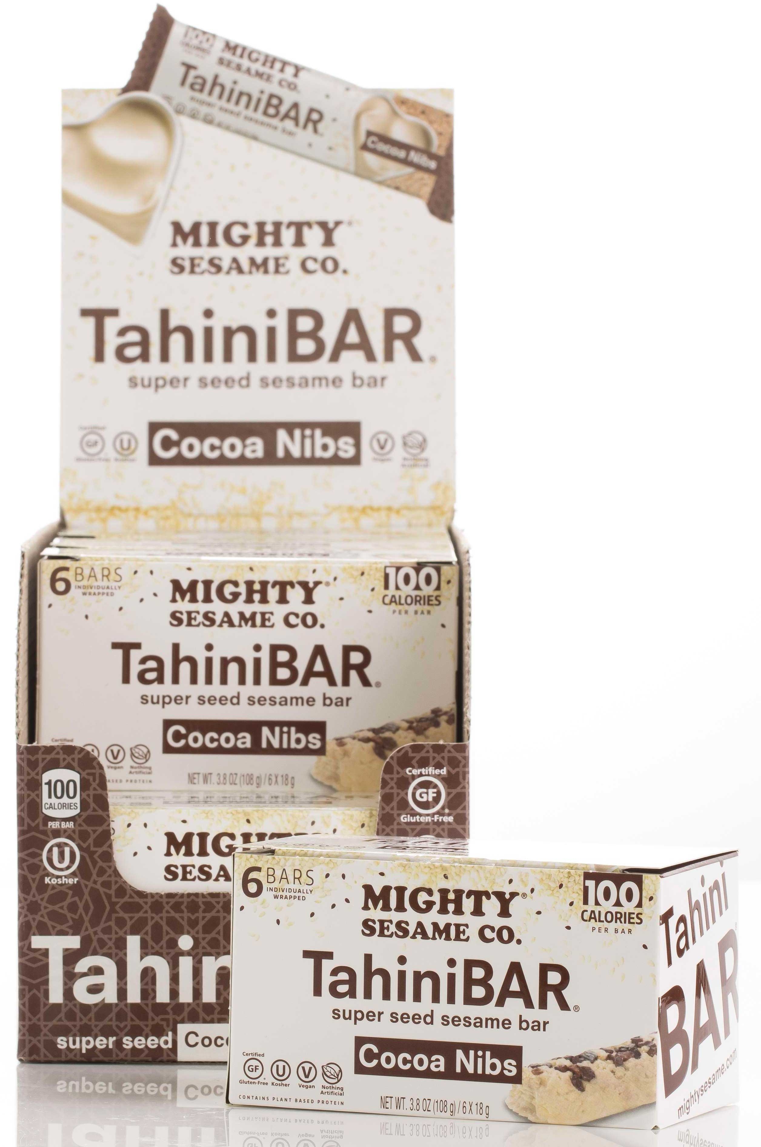 Mighty Sesame TahiniBar Cocoa Nibs Super Seed Sesame Bar, 3.8 Ounce -- 8 per case