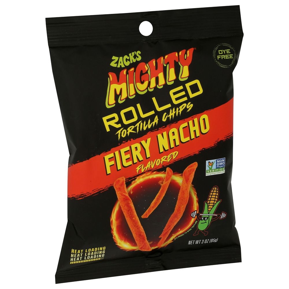 Zacks Mighty Fiery Nacho Rolled Tortilla Chips, 3 Ounce -- 12 per case