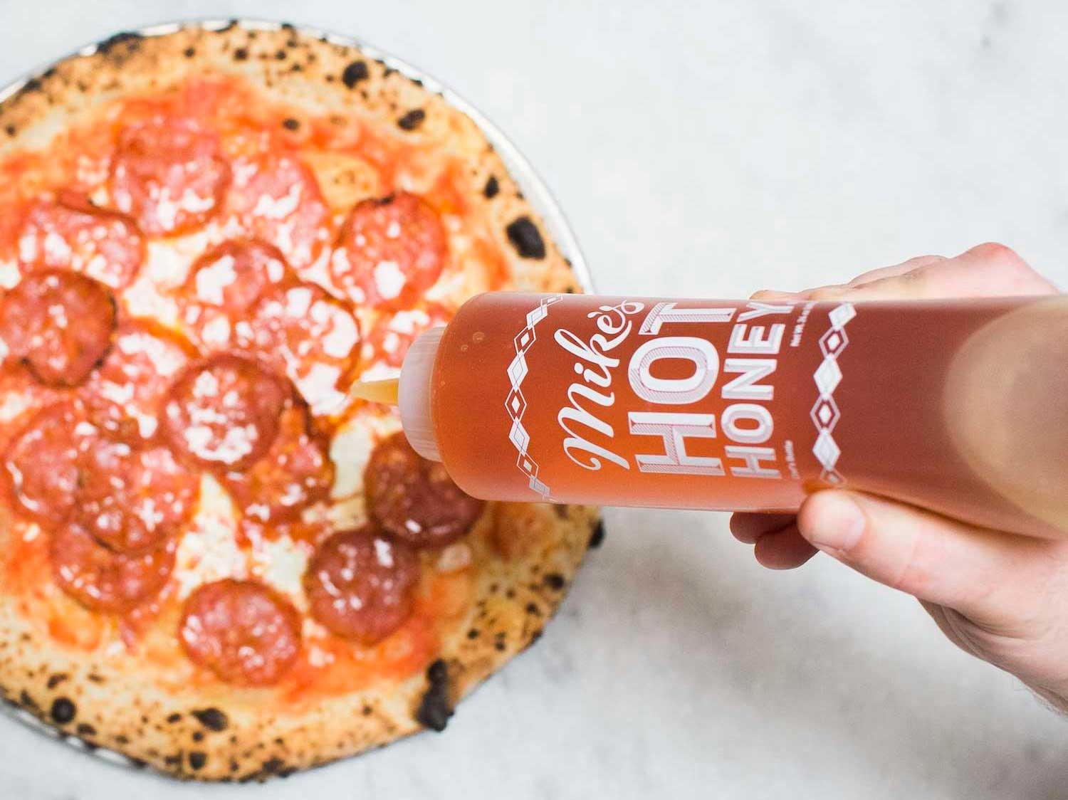 Mikes Hot Honey - Infused with Chili Peppers, 24 Ounce Bottle -- 4 per case