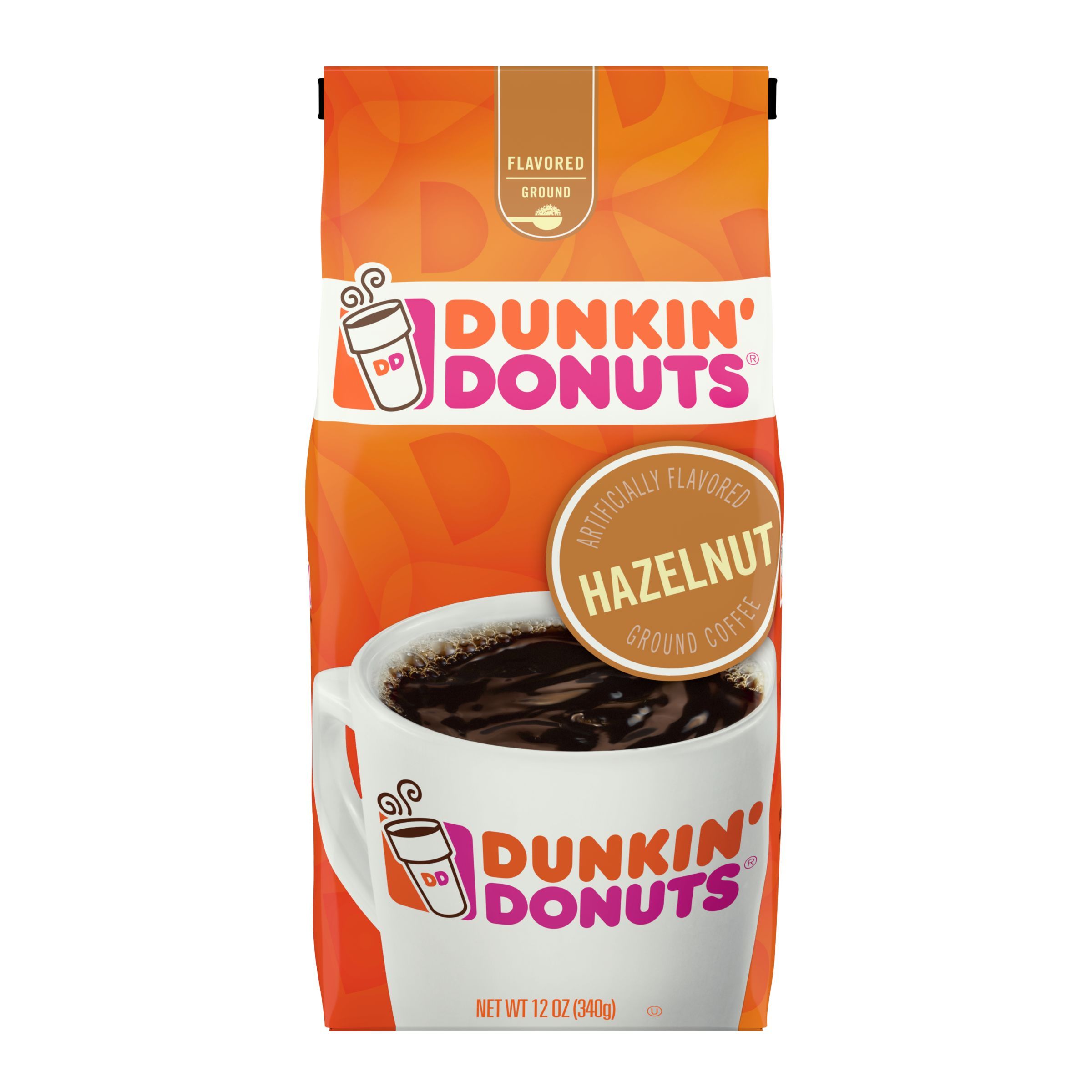 Dunkin' Donuts Caffeine Hazelnut Ground Coffee, 12 Ounce -- 6 Per Case
