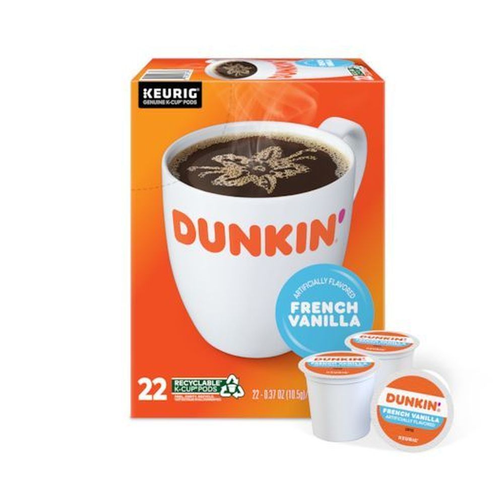 Dunkin' Donuts Light Roast French Vanilla K-cup Pod, 22 Count -- 4 Per Case