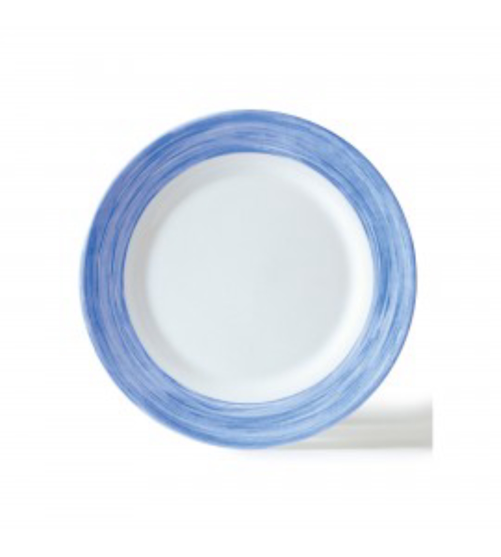 Arcoroc Brush Blue Jean Opal Fully Tempered White Dessert Plate, 6 inch -- 24 per case.