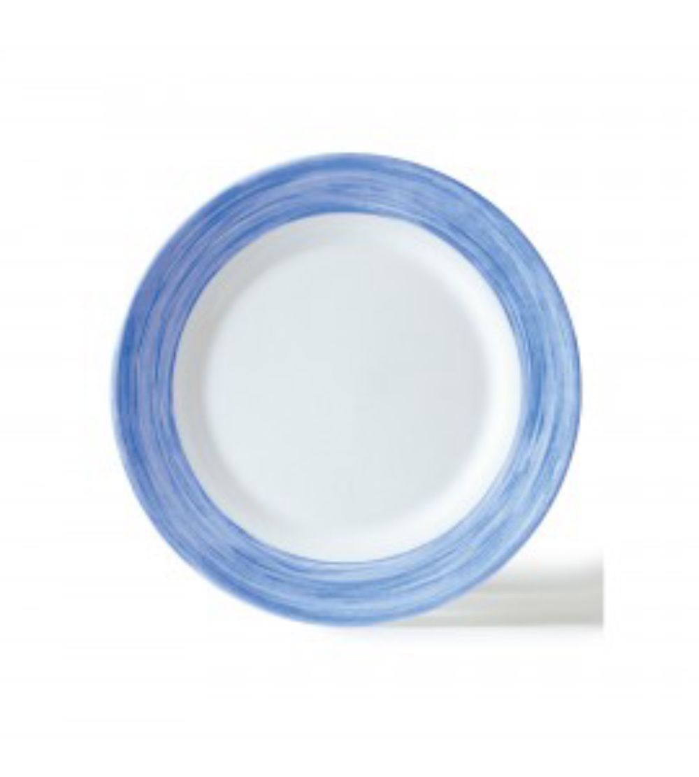 Arcoroc Brush Blue Jean Opal Fully Tempered White Dessert Plate, 6 Inch -- 24 Per Case