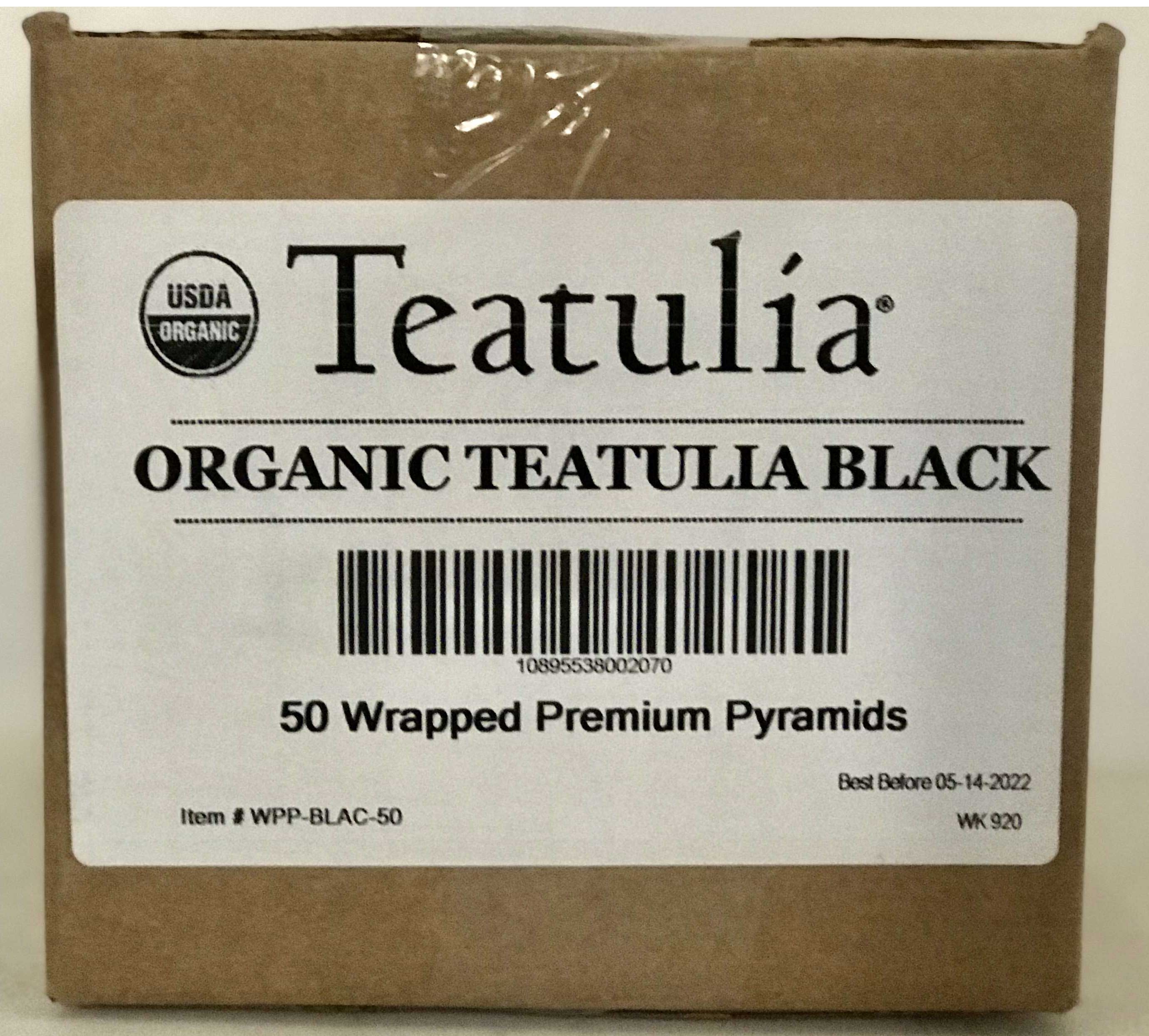 Teatulia Organic Wrapped Premium Pyramid Black Tea -- 50 per case